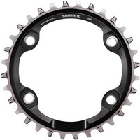 Black Shimano SM-CRM81 XT M8000 chainring, 32 teeth, round shape with four bolt holes.