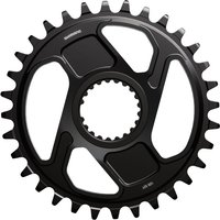 Black Shimano SM-CRM86 single chainring for XT M8200, 32T with a sleek, round design and precision-cut teeth.