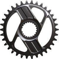 Black Shimano SM-CRM96 XTR chainring with 34 teeth and a sleek, lightweight design.