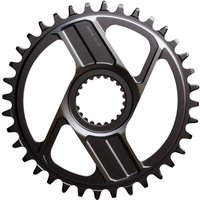 Shimano SM-CRM96 XTR chainring, 36T, black with silver accents, round shape with evenly spaced teeth.