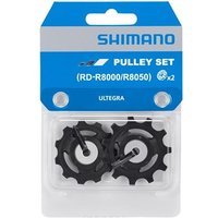 Shimano Ultegra GRX RD-R8000/RX812 black tension and guide pulley set in clear plastic packaging with blue label.