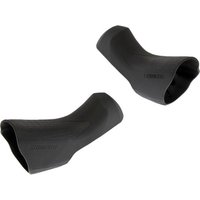 Black Shimano Ultegra ST-R8000 hoods with textured grip and ergonomic design for bicycle brake levers.