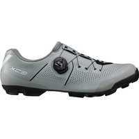 Shimano XC3 MTB cycling shoes, light gray with black accents, BOA dial closure, and rugged sole for off-road biking.