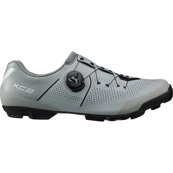 Grey Shimano XC3 (XC302) cycling shoes in size 43, featuring a sleek design, perforated upper for breathability, and a BOA dial for adjustable fit.