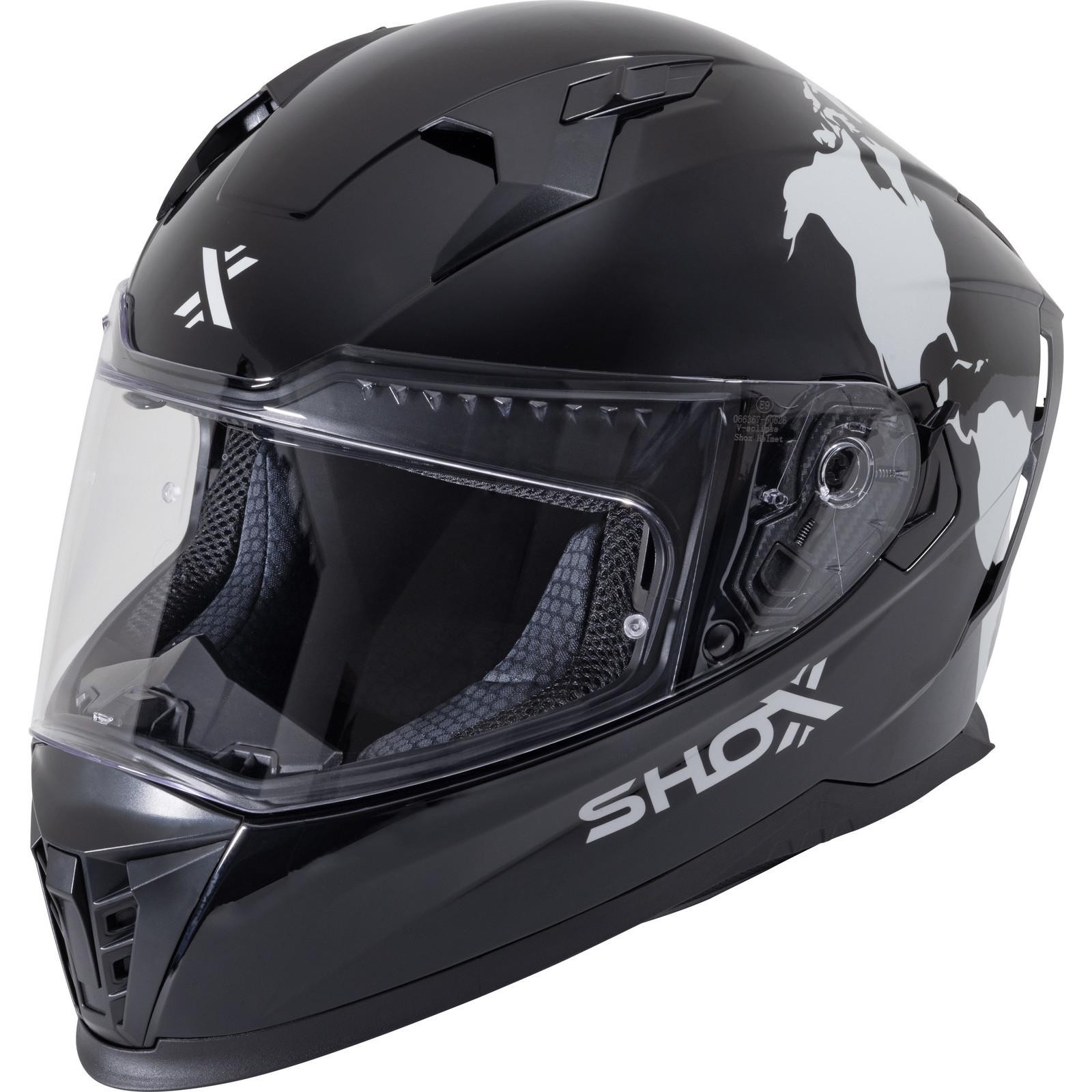 Shox Eclipse Atlas Motorcycle Helmet XL Gloss Black Grey - image 2