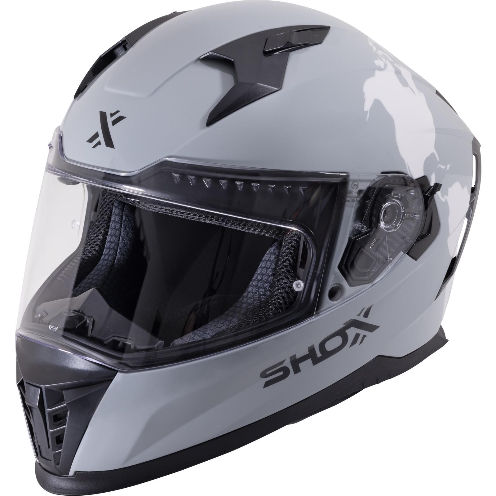 Shox Eclipse Atlas Motorcycle Helmet XL Gloss Grey White - image 2