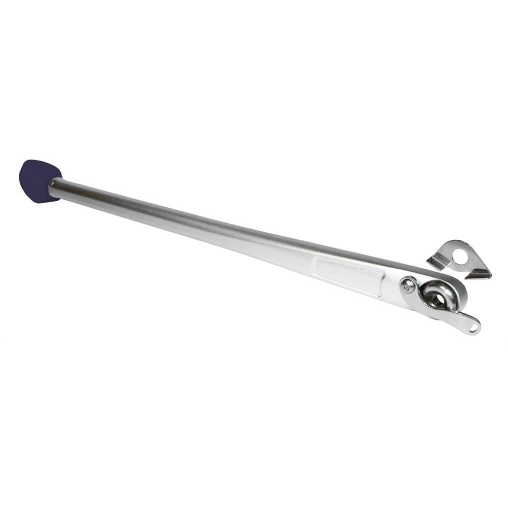 Silver and blue Apico side stand designed for KTM/Husqvarna models, featuring a sturdy metal construction and a rubber foot for stability.