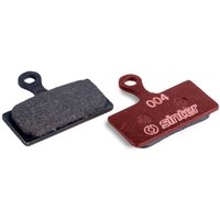 Sinter 04 Shimano G Type Brake Pads, one black with textured surface, one red with logo and number 004.