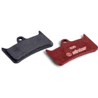 Black and red Sinter 20 Hope brake pads with curved edges and mounting holes.