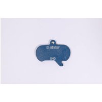 Blue Sinter 40 Sram Maven brake pad with rounded shape and small mounting hole at the top.