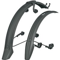 Black SKS VeloFlexx mudguard set for 26/27.5 inch bikes, featuring adjustable mounts and sleek curved design.