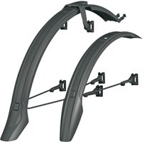 Black SKS VeloFlexx mudguard set for 29-inch wheels, 65mm width, with adjustable mounting brackets and sleek curved design.