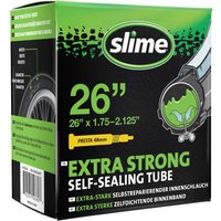 Slime Smart Self-Sealing Inner Tube box with green logo, Presta valve, size 26 x 1.75-2.125, extra strong seal.