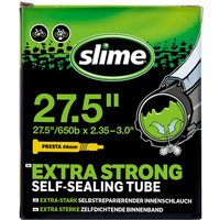 Slime Smart Self-Sealing Inner Tube box, green and black, Presta valve, size 27.5 x 2.35-3.0, extra strong.