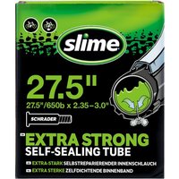 Slime Smart Self-Sealing Inner Tube box, green and black with Schrader valve, 27.5 x 2.35-3.0 size.