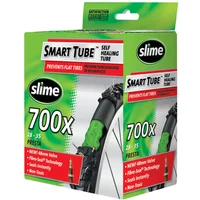 Slime Tube 700 x 28-32c Presta Valve, black packaging with green accents and self-healing technology label.