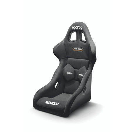 Sparco Pro 2000 QRT fibreglass sim racing seat in black, featuring a high-back design, side bolsters for support, and a sleek, modern aesthetic.