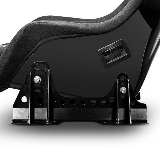 Black metal side mounts designed for Sparco Matrix seats, featuring multiple mounting holes and a sleek, sturdy construction for secure installation.