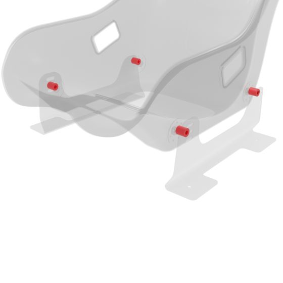 Sparco Sidemount Spacers in red plastic, designed for Ultra Seat, featuring a sleek, lightweight design with mounting holes for easy installation.