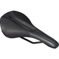 Black Specialized Phenom Comp Mimic Saddle with ergonomic design and textured surface.