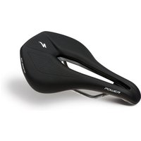 Black Specialized Power Comp Saddle with ergonomic cutout and durable synthetic cover.