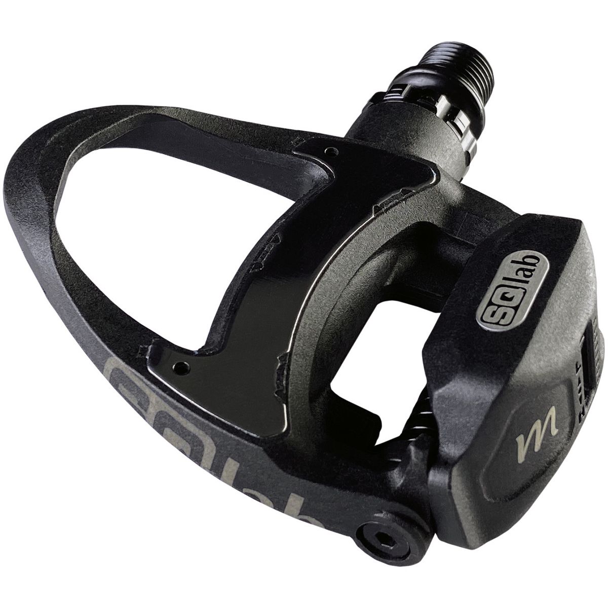 Large black SQlab 512 pedals with a sleek design, featuring a wide platform, adjustable tension, and a durable composite material for enhanced grip and performance.