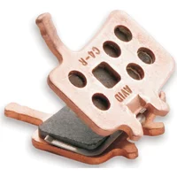 Copper-colored SRAM Avid Juicy/BB7 sintered steel disc brake pads with multiple holes and black backing.