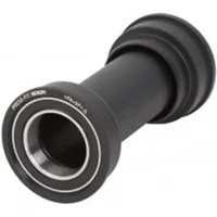 Black SRAM BB86 GXP PressFit bottom bracket with silver inner bearings and cylindrical design.