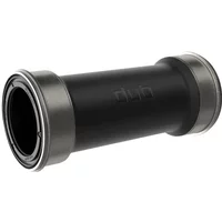 Black SRAM DUB PressFit 86 Road Bottom Bracket with silver end caps and smooth cylindrical design.