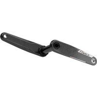 "Black SRAM FORCE E1 DUB crank arm assembly with sleek design and visible logo, no chainrings or bottom bracket included"