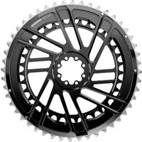 Black SRAM Force E1 chain ring kit with direct mount design and intricate spoke pattern.