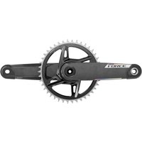 SRAM Force XPLR E1 crankset, black with silver chainring, 1x direct mount, 165mm crank arms, sleek design.