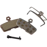 SRAM Guide/Avid Trail disc brake pads with metal backing, spring clip, and bolt, featuring a textured friction surface.