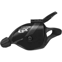 Black SRAM GX 10-speed trigger shifter with discrete clamp, featuring ergonomic levers and sleek design.