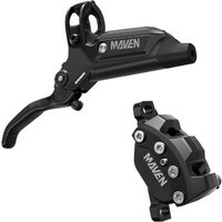 Black SRAM Maven Base Disc Brake with ergonomic lever and compact caliper featuring silver bolts.