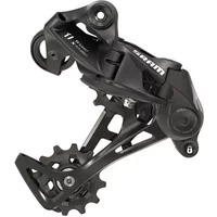 Black SRAM NX 1x11 speed rear derailleur with long cage, featuring a sleek design and prominent branding.