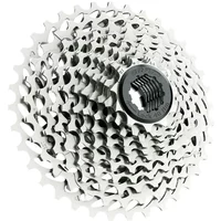 Silver SRAM PG1130 11-speed cassette with 11-36T range, featuring a stacked sprocket design and black central hub.