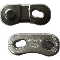 Silver SRAM Powerlock 12 Speed Chain Connector with engraved arrow and "Eagle" text, oval link holes.