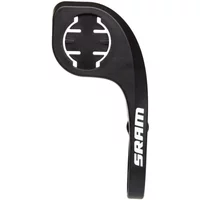 Black SRAM Quickview MTB Garmin mount with curved arm and circular holder for device attachment.