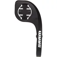 Black SRAM Quickview Road Garmin Mount with curved arm and white logo.