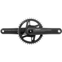 Black SRAM Red 1X XPLR DUB Wide Chainset with single chainring and sleek, aerodynamic crank arms.
