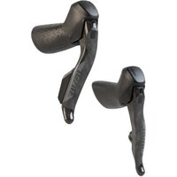 Black SRAM Rival AXS E1 shift/hydraulic disc brake levers with textured grip and Stealthamajig connection.