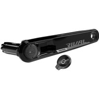 "Black SRAM Rival DUB Power Meter Spindle Left Crankarm with sleek design and integrated power meter sensor"