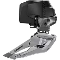 SRAM Rival eTap AXS braze-on front mech, sleek silver and black design, angular body, battery not included.