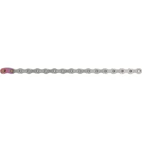 SRAM X01 Eagle 12 Speed Chain, silver links with a single red link, designed for mountain bikes.