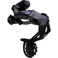 Black SRAM X3 rear derailleur, long cage, 7/8 speed, with sleek design and visible pulley wheels.