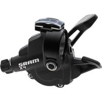 Black SRAM X4 MTB shifter trigger with ergonomic levers and clear gear indicator.