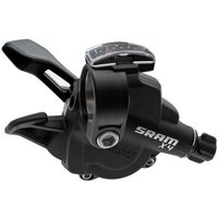 Black SRAM X4 8-speed rear trigger shifter with ergonomic levers and clear gear indicator.