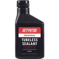 Black bottle of Stans NoTubes Tyre Sealant, 125ml, with red and white label and black cap.