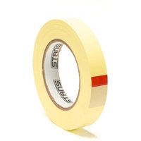 Yellow Stans Original Rim Tape roll with red stripe and Stans branding on the inner core.